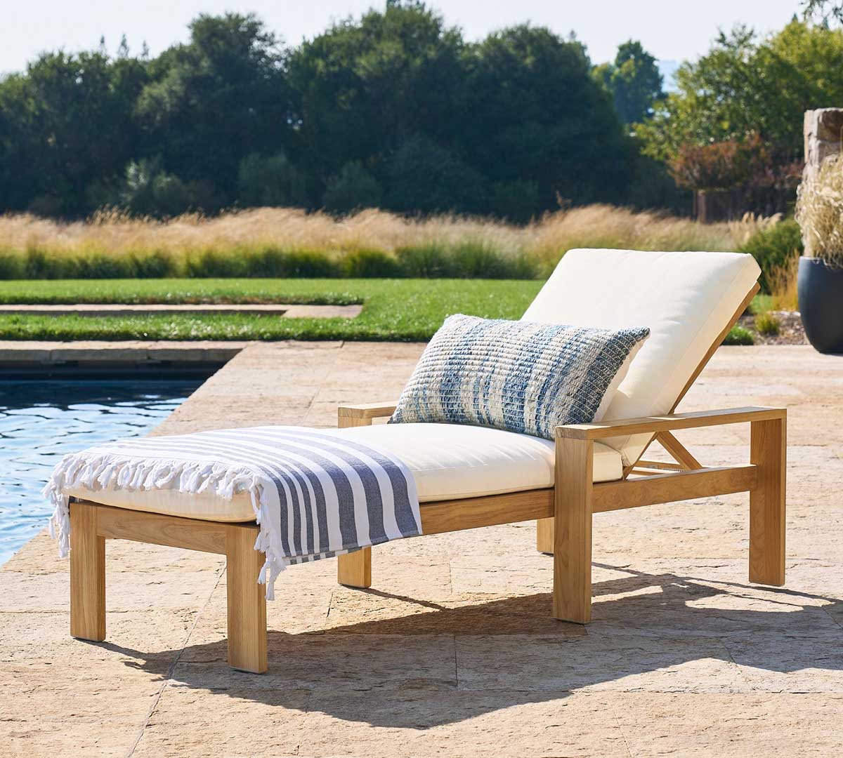 Pottery Barn Malibu Teak Outdoor Single Chaise Lounge teak chaise lounge chairs best