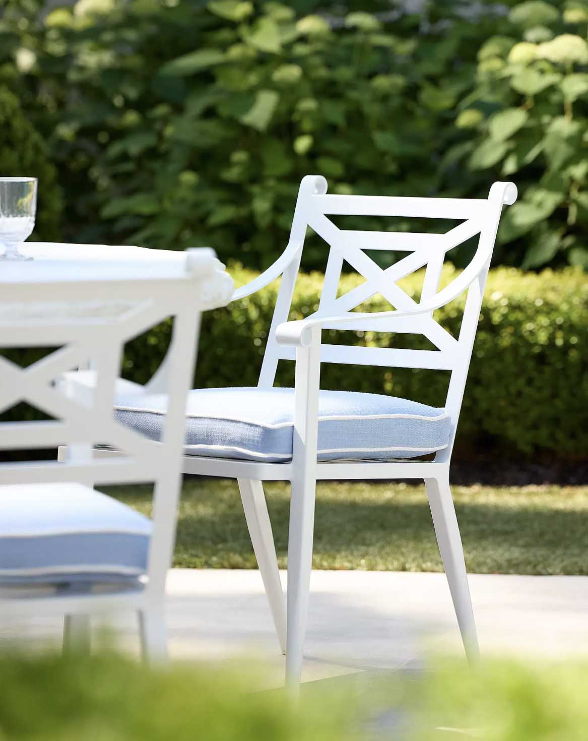 Serena and Lily Clearwater Armchair - White best metal outdoor dining chairs