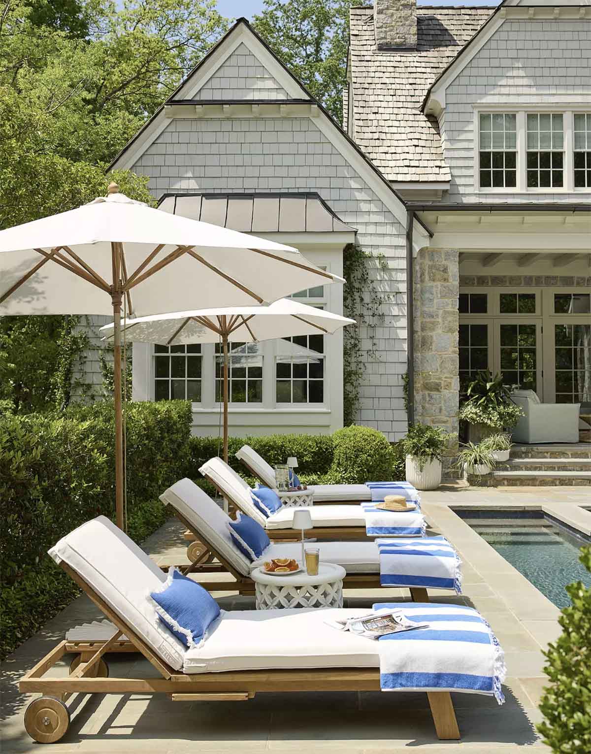 Serena and Lily Crosby Teak Chaise Perennials Basketweave White best teak chaise lounge chairs
