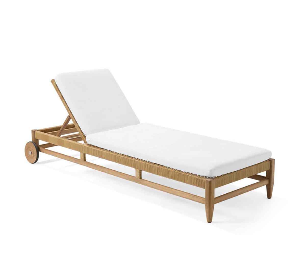 Serena and Lily Tiburon Teak Chaise with Cushions teak chaise lounge chairs 