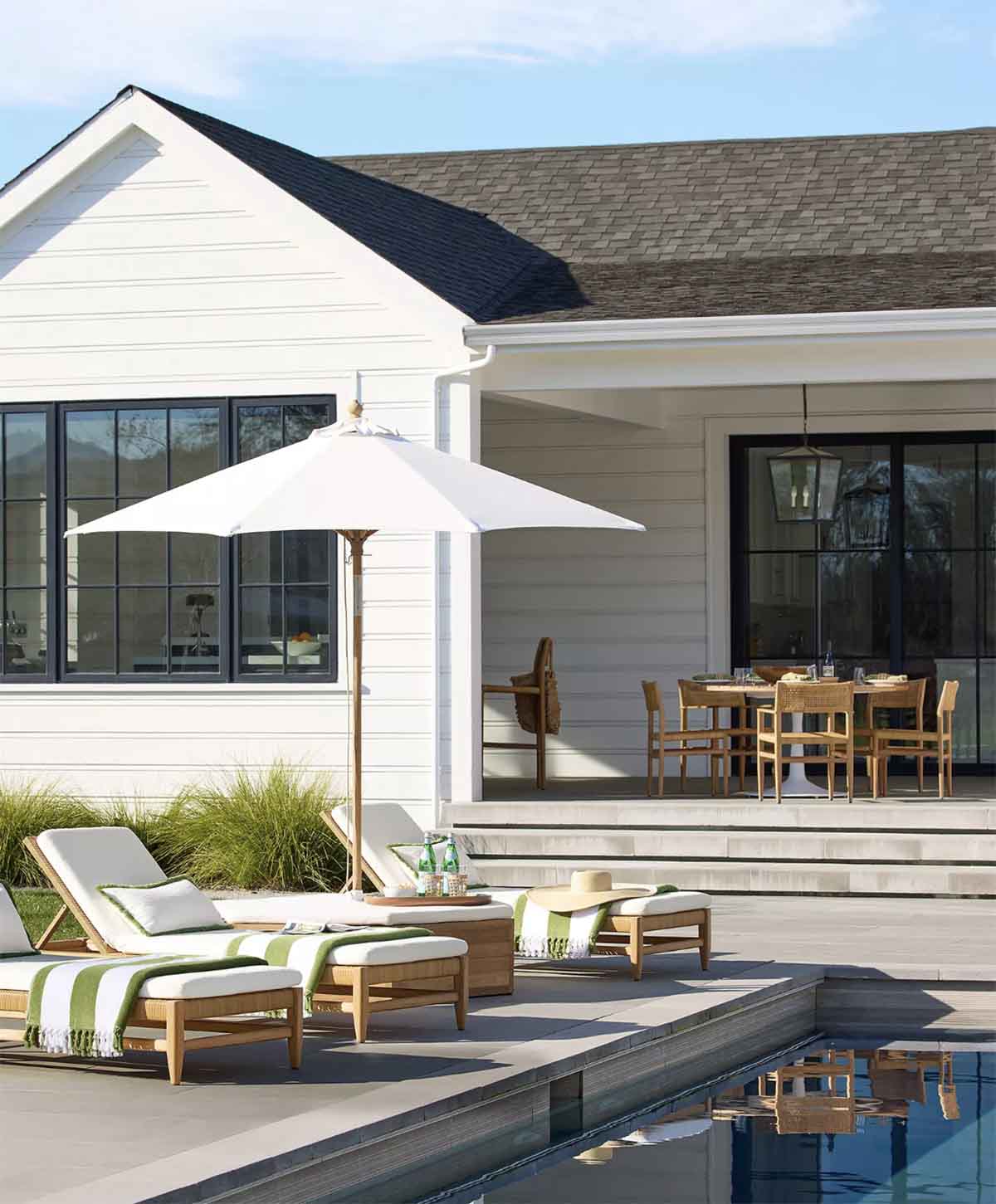 Serena and Lily Tiburon Teak Chaise with Cushions teak chaise lounge chairs 