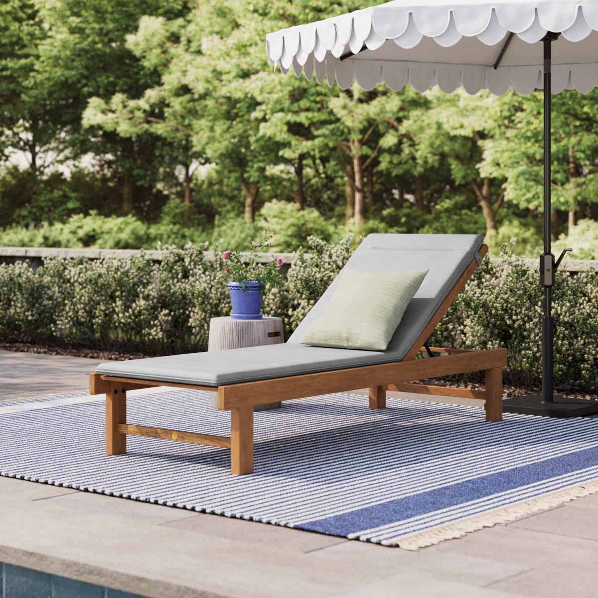 Wade Logan Arnoult Solid Teak Wood Reclining Outdoor Chaise Lounge best teak chaise lounge chairs
