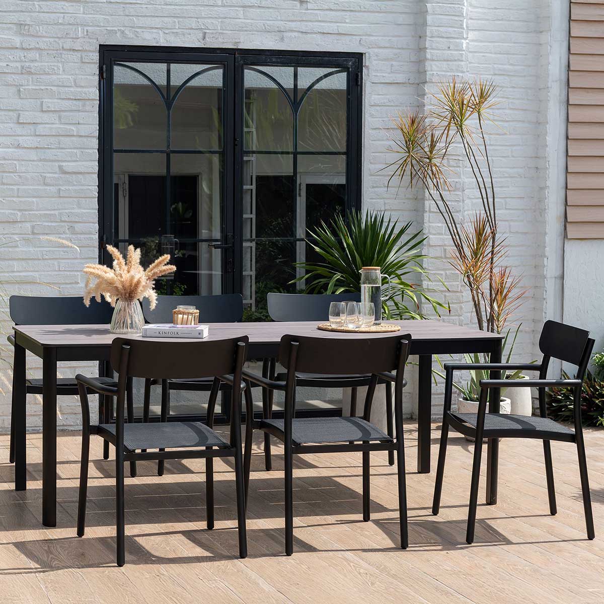 West Elm Galveston Aluminum Outdoor Dining Chairs (Set of 4) Black best metal outdoor dining chairs