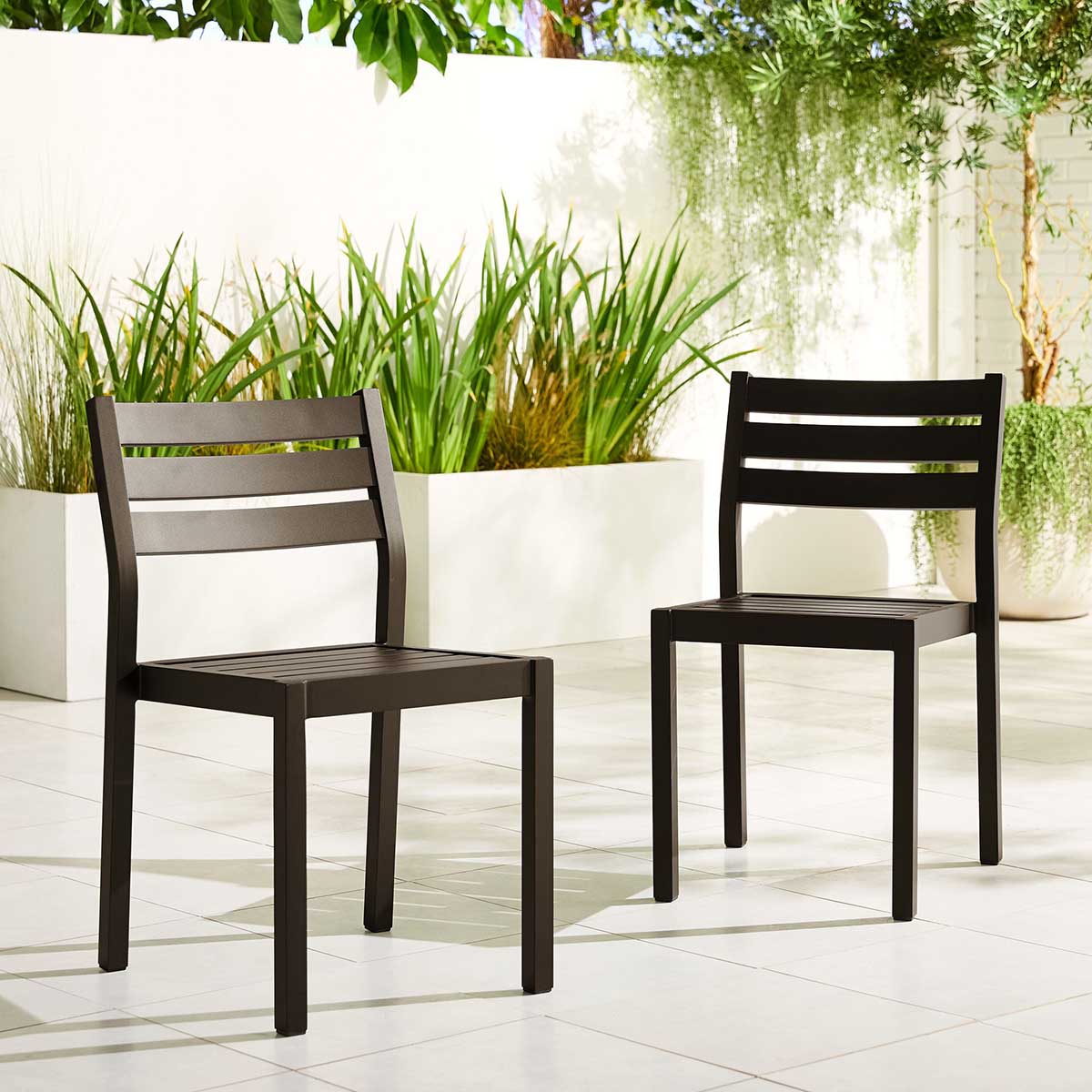 West Elm Portside Aluminum Outdoor Stacking Dining Chair (Set of 2) best metal outdoor dining chairs