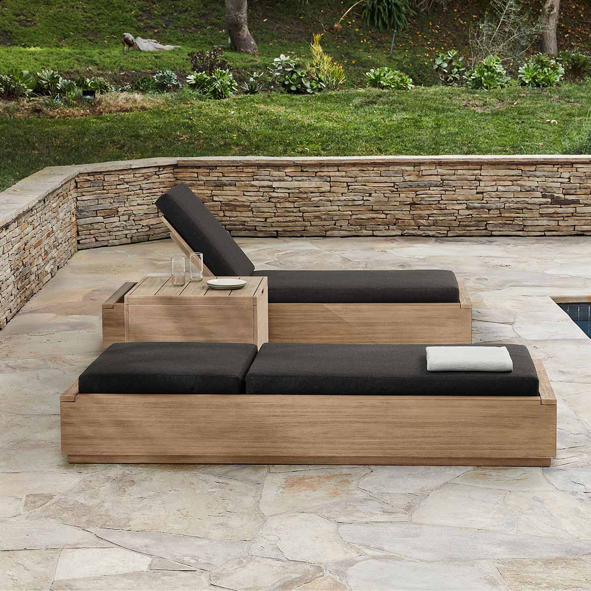 West Elm Telluride Outdoor Chaise Lounge teak chaise lounge chairs best