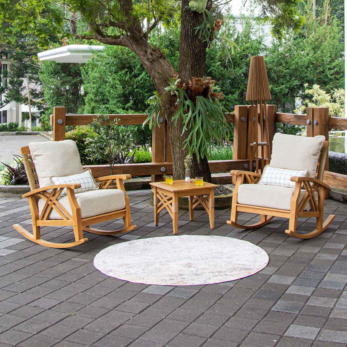 World Market Juarez Teak and All Weather Wicker Outdoor Rocking Chair best outdoor wicker rocking chairs patio