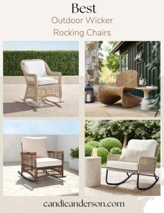 Lifestyle expert, journalist and interior design blogger Candie Anderson of candieanderson.com shares the best outdoor wicker rocking chairs for your front porch, backyard, patio and garden.
