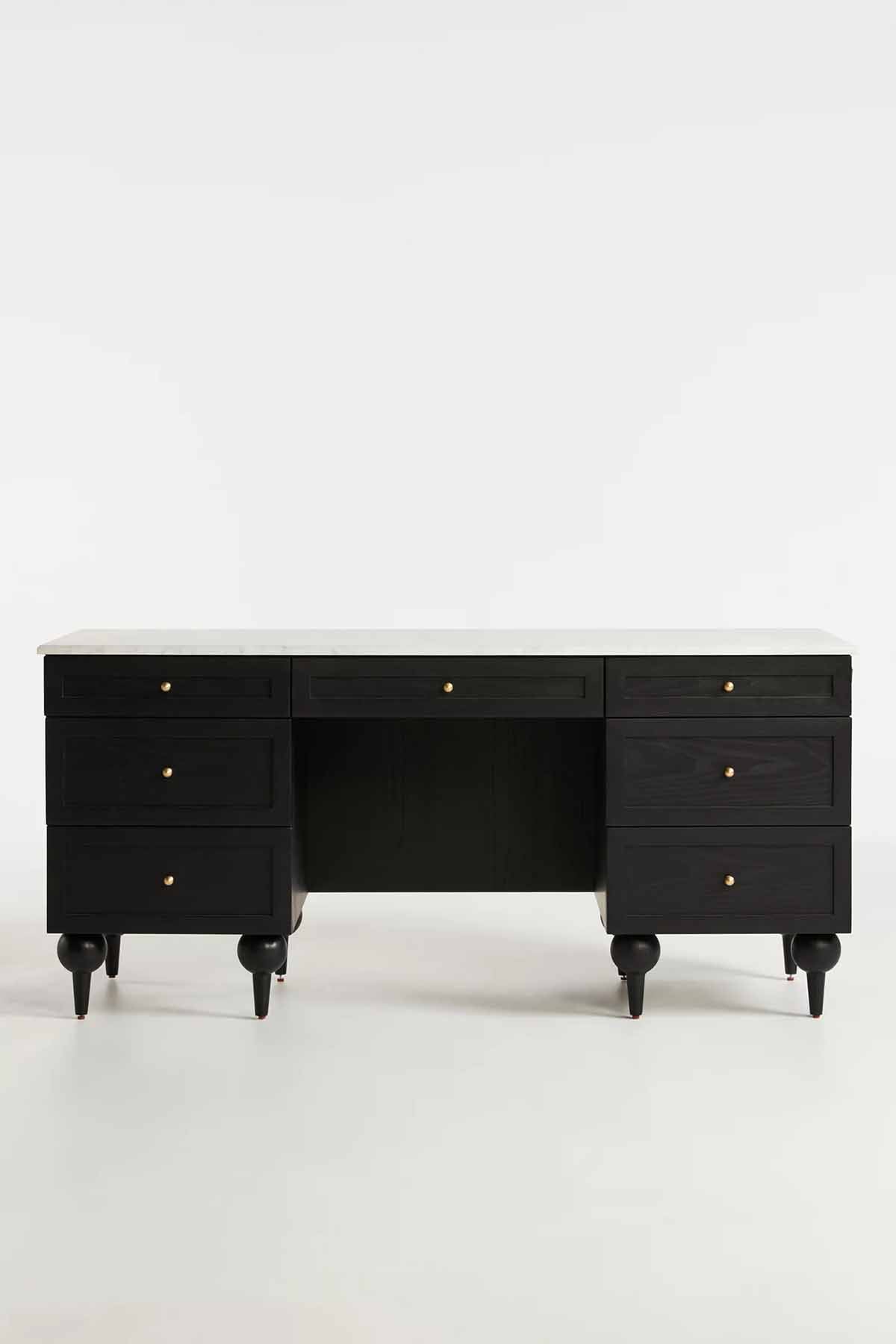 Anthroplogie Fern Marble Top Executive Desk Black marble desks best