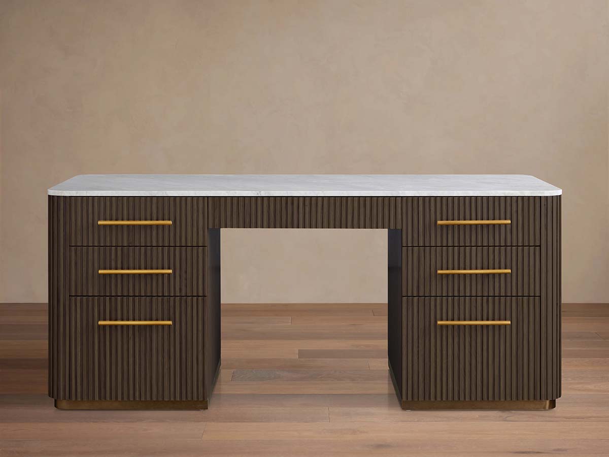 Arhaus Finnley Executive Desk Mocha carrara marble desks best