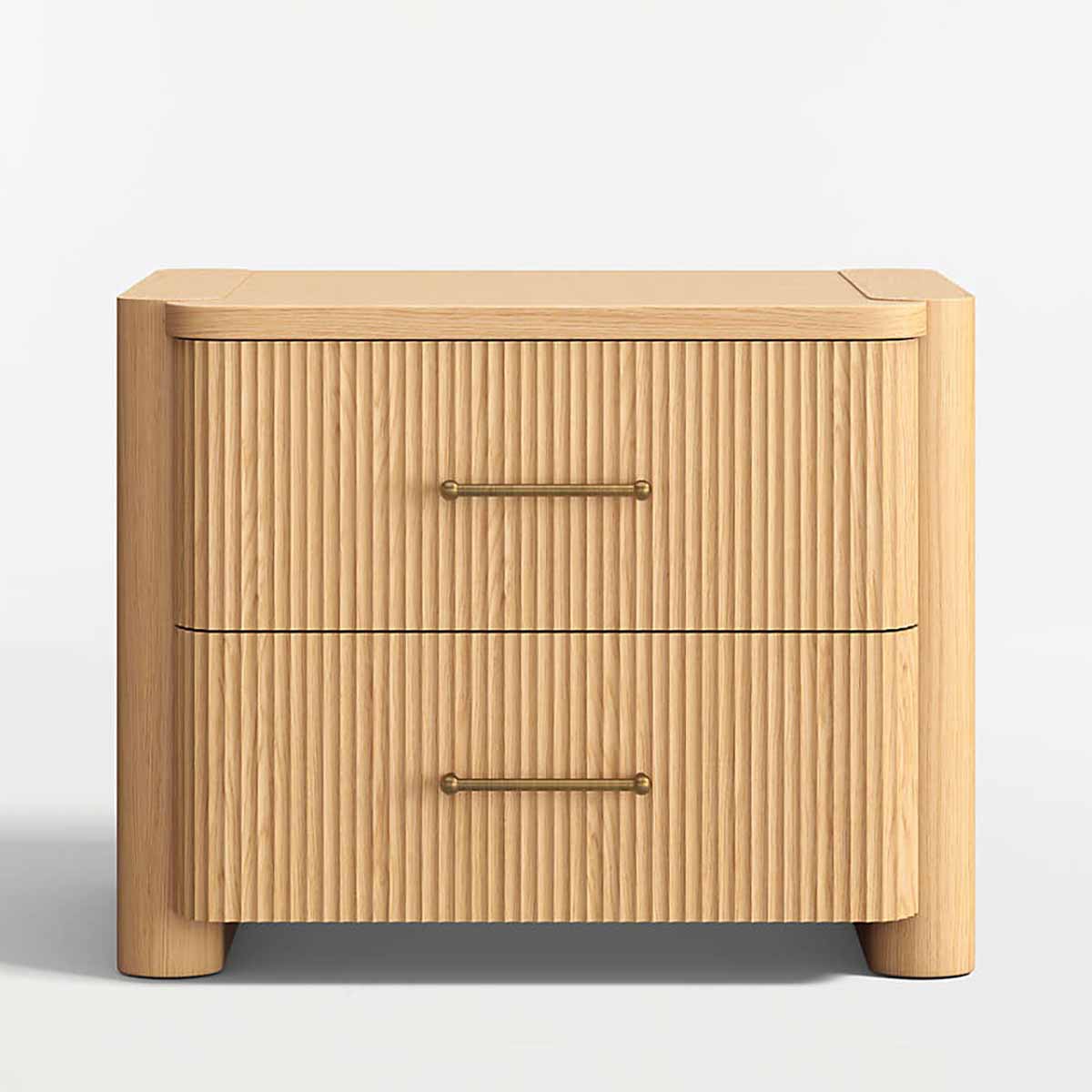 Crate and Barrel Kensington 29 White Oak Wood Fluted Charging Nightstand best reeded nightstands