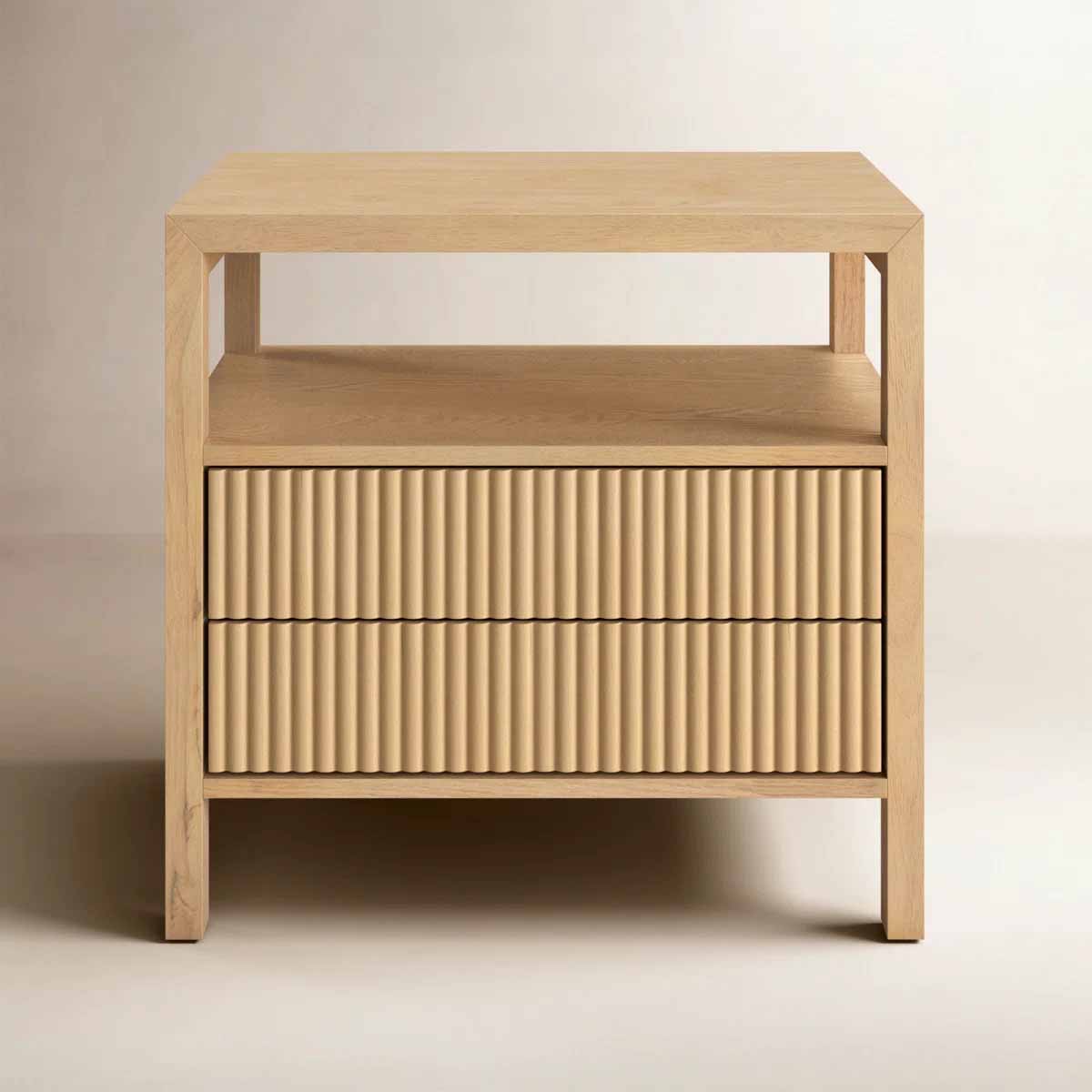George Oliver Dorchester 2 Drawer Reeded Nightstand Oak best reeded nightstands