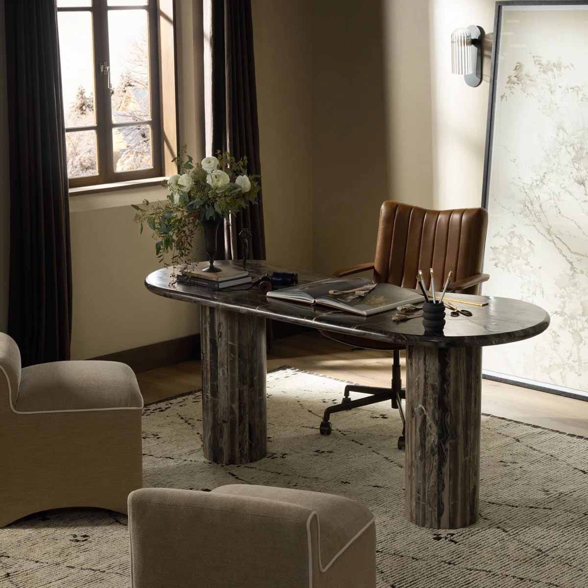Joss and Main Ponce Desk-Rocky Brown Marble desks best