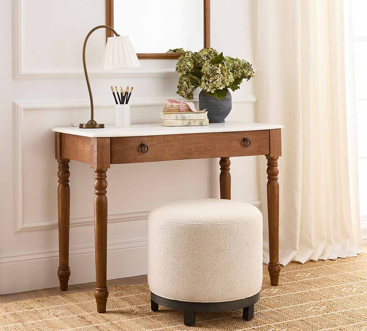Pottery Barn Scarlett Marble Writing Desk (39) Brogan Brown marble desks best