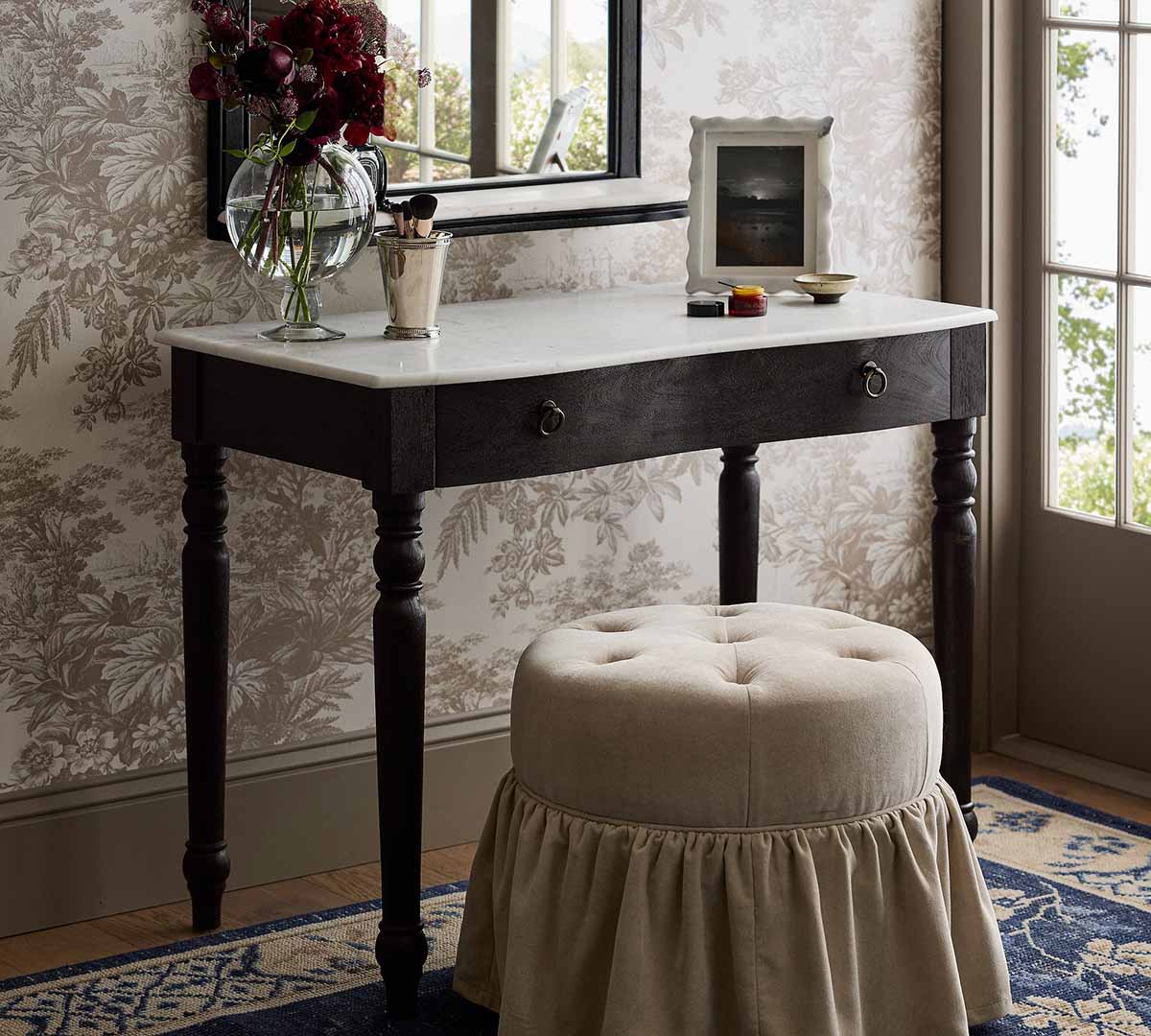 Pottery Barn Scarlett Marble Writing Desk (39) Obsidian Black marble desks best