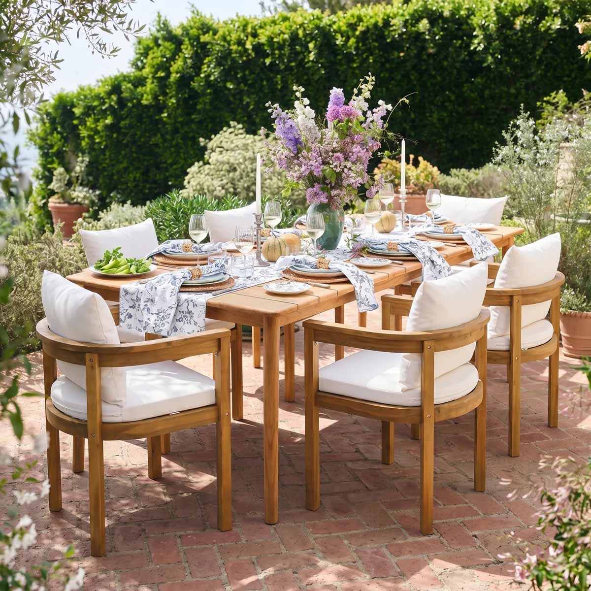 Red Barrel Studio Emory Patio 7-Piece Acacia Wood Dining Set wayfair outdoor seating dining