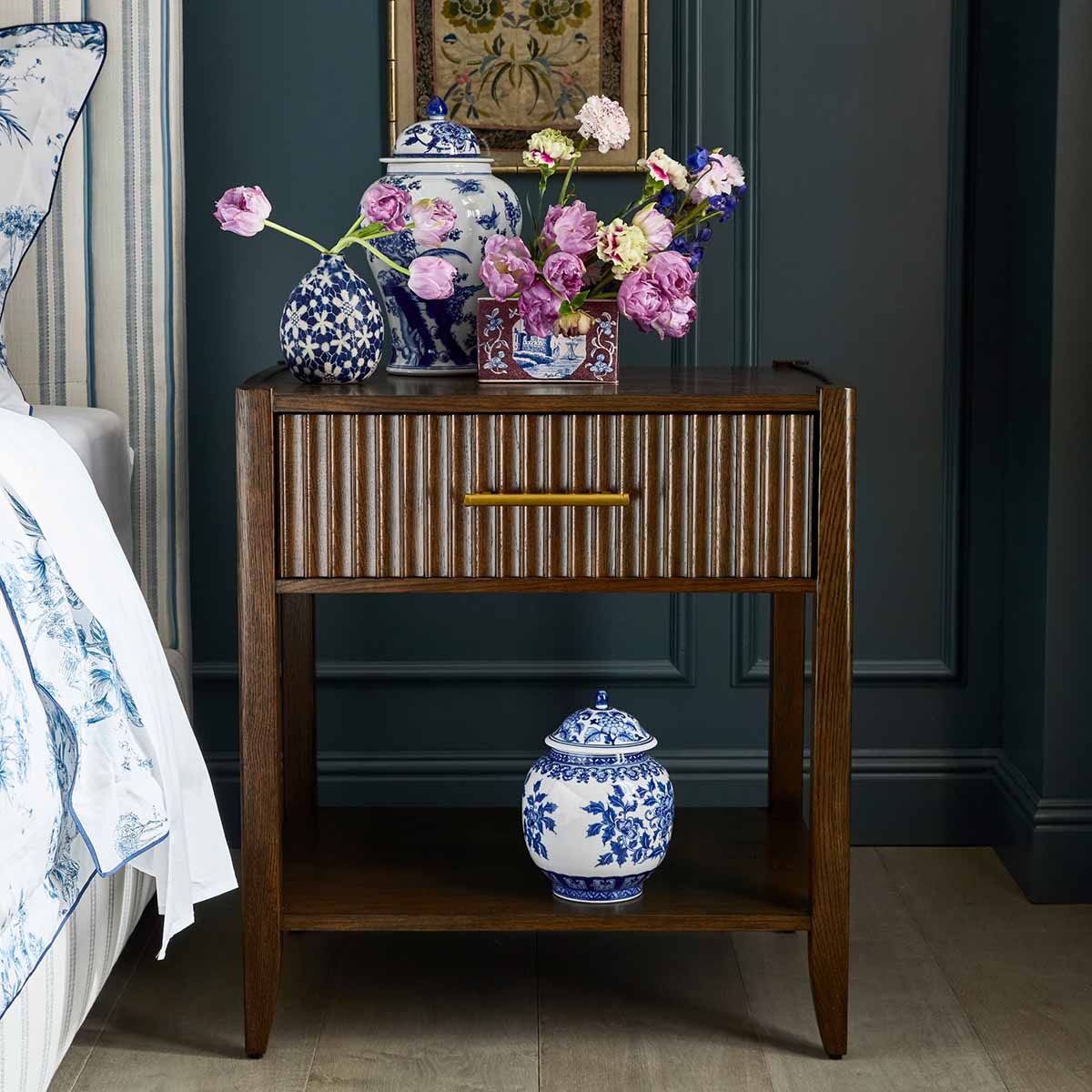 Williams Sonoma Lewis 1-Drawer Nightstand (26) Nutmeg best reeded nightstands