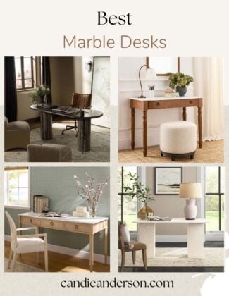 Lifestyle expert, journalist and interior design blogger Candie Anderson of candieanderson.com shares the best marble desks for your home office, living room and bedroom.
