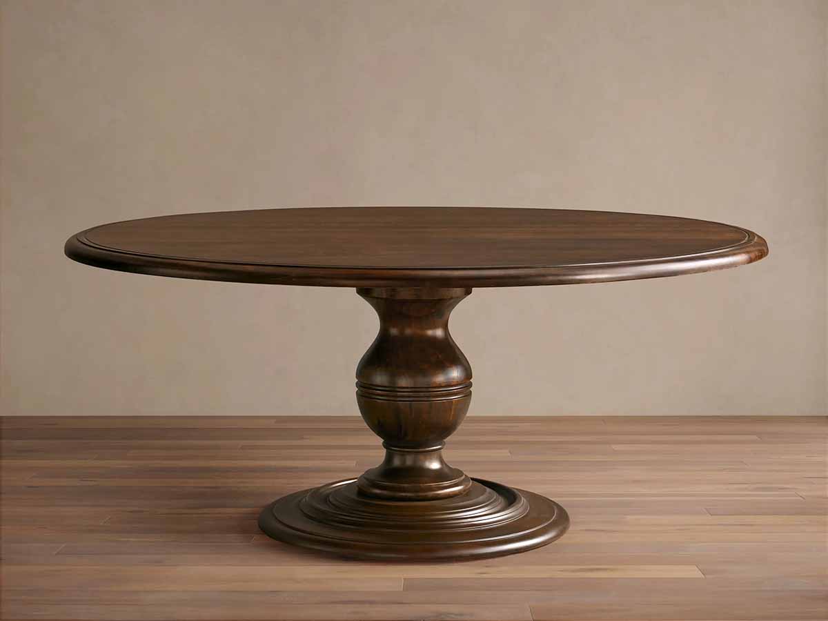 Arhaus Asolo Dining Table Canaletto Finish round pedestal dining tables best