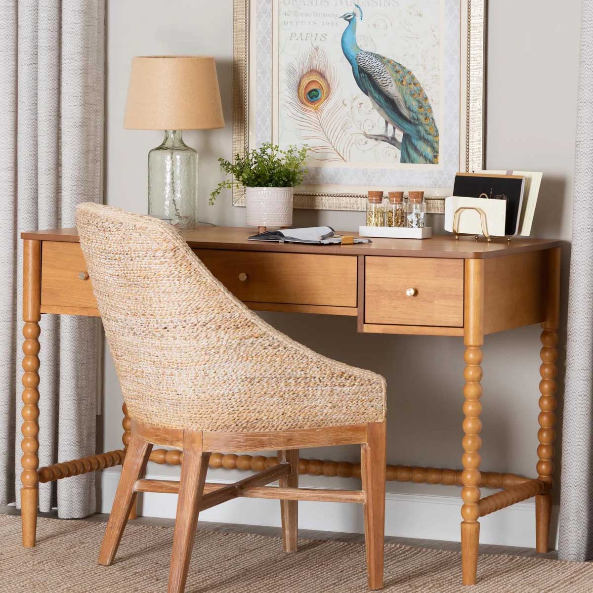 Baxton Studio Lucera Bobbin Writing Desk home office spindle desks best