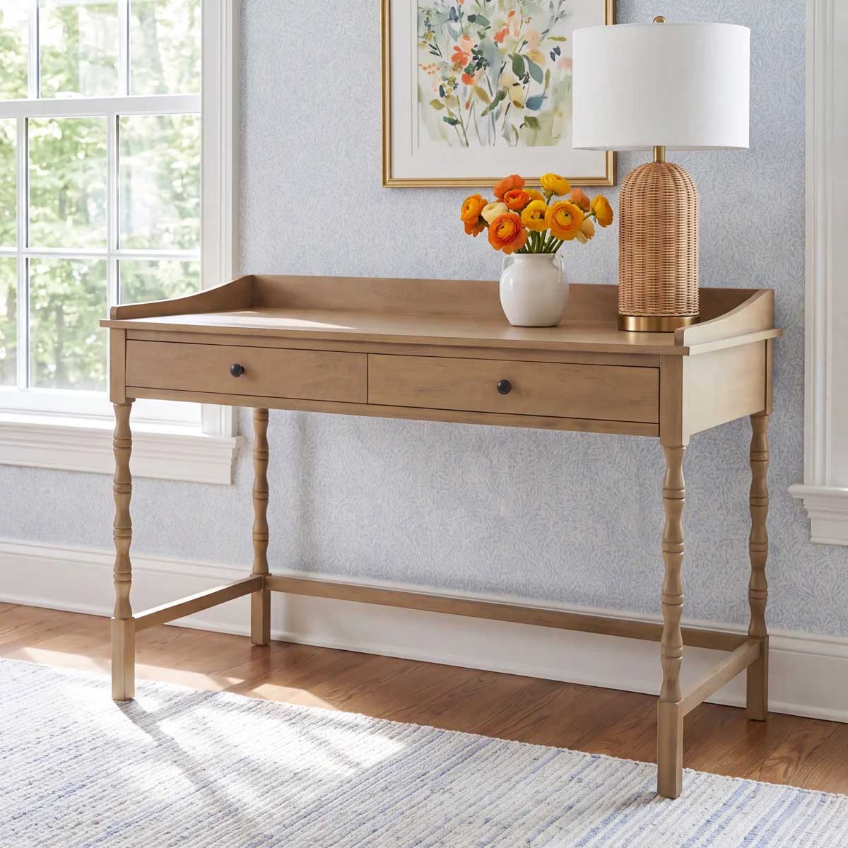 Birch Lane Mia Writing Desk with Drawers Desert Brown spindle desks best