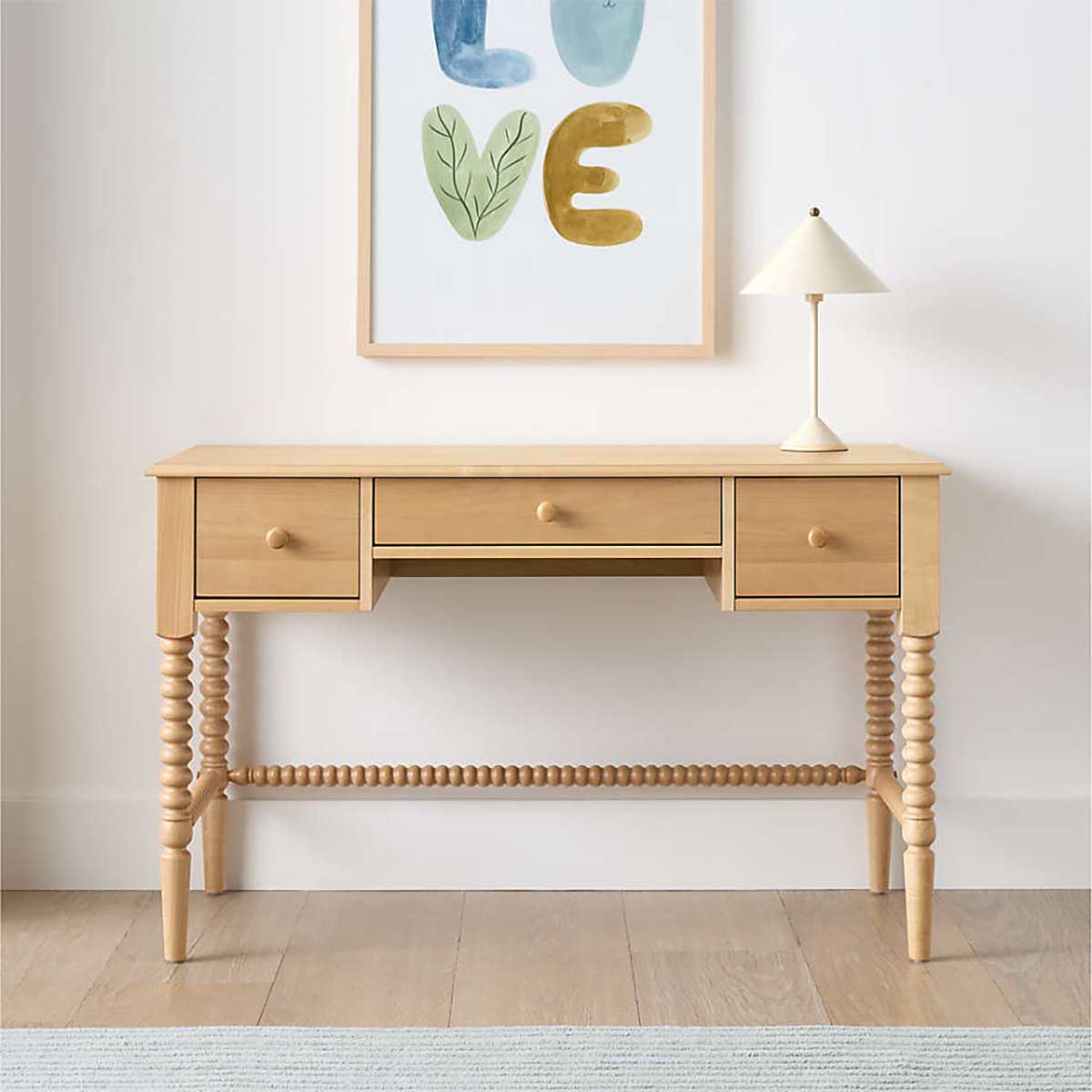 Crate and Barrel Crate and Kids Jenny Lind 48 Maple Wood Spindle 3-Drawer Kids Desk Maple best spindle desks