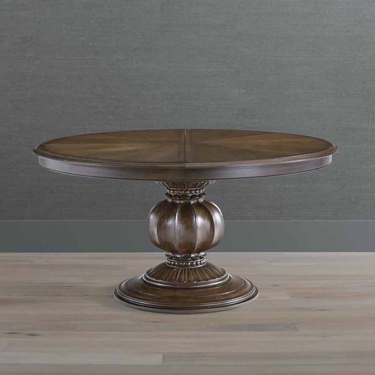 Frontgate Dolcetto Round Extendable Dining Table (60–80) Hazelnut Brown round pedestal dining tables best