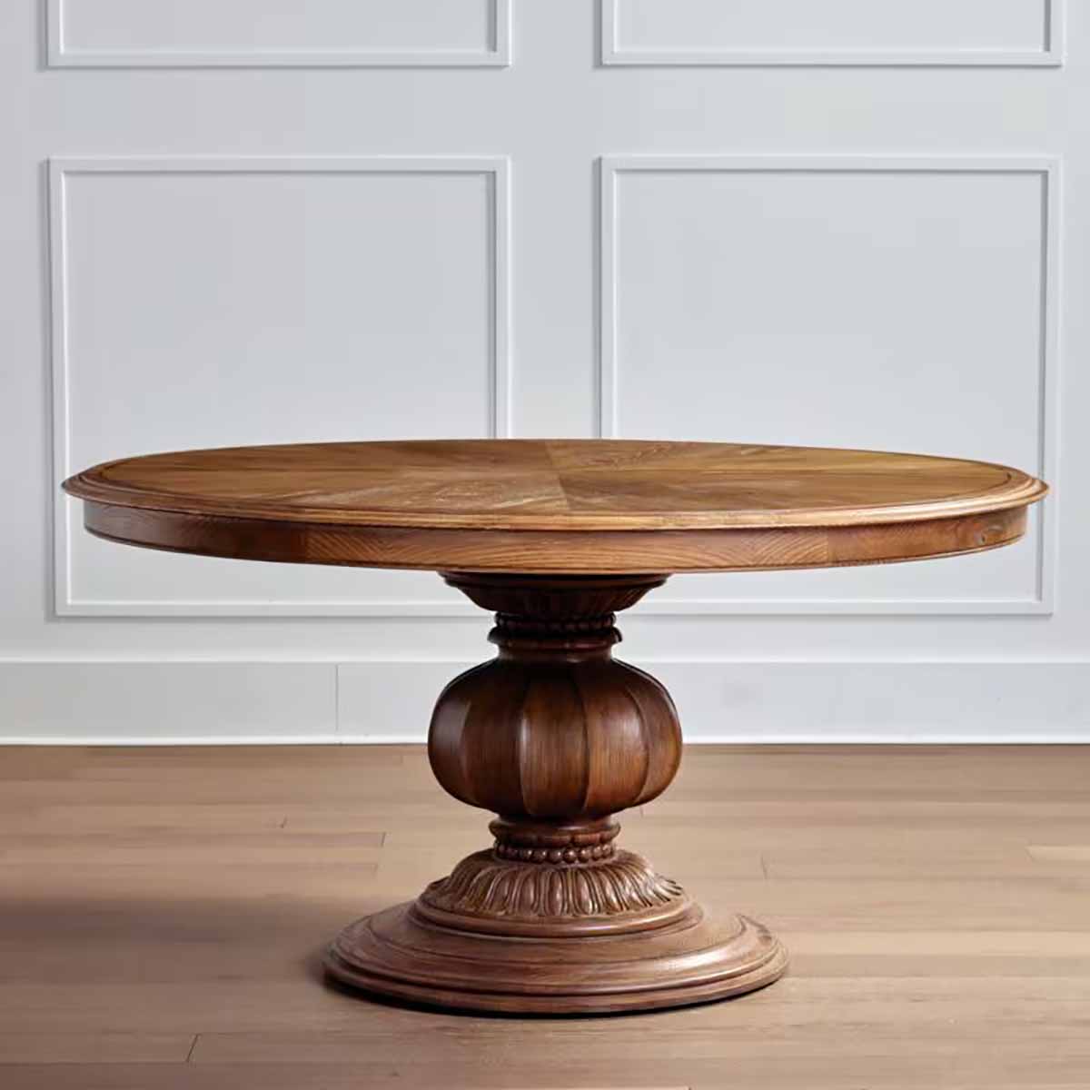 Frontgate Dolcetto Round Extendable Dining Table (60–80) Hazelnut Brown round pedestal dining tables best
