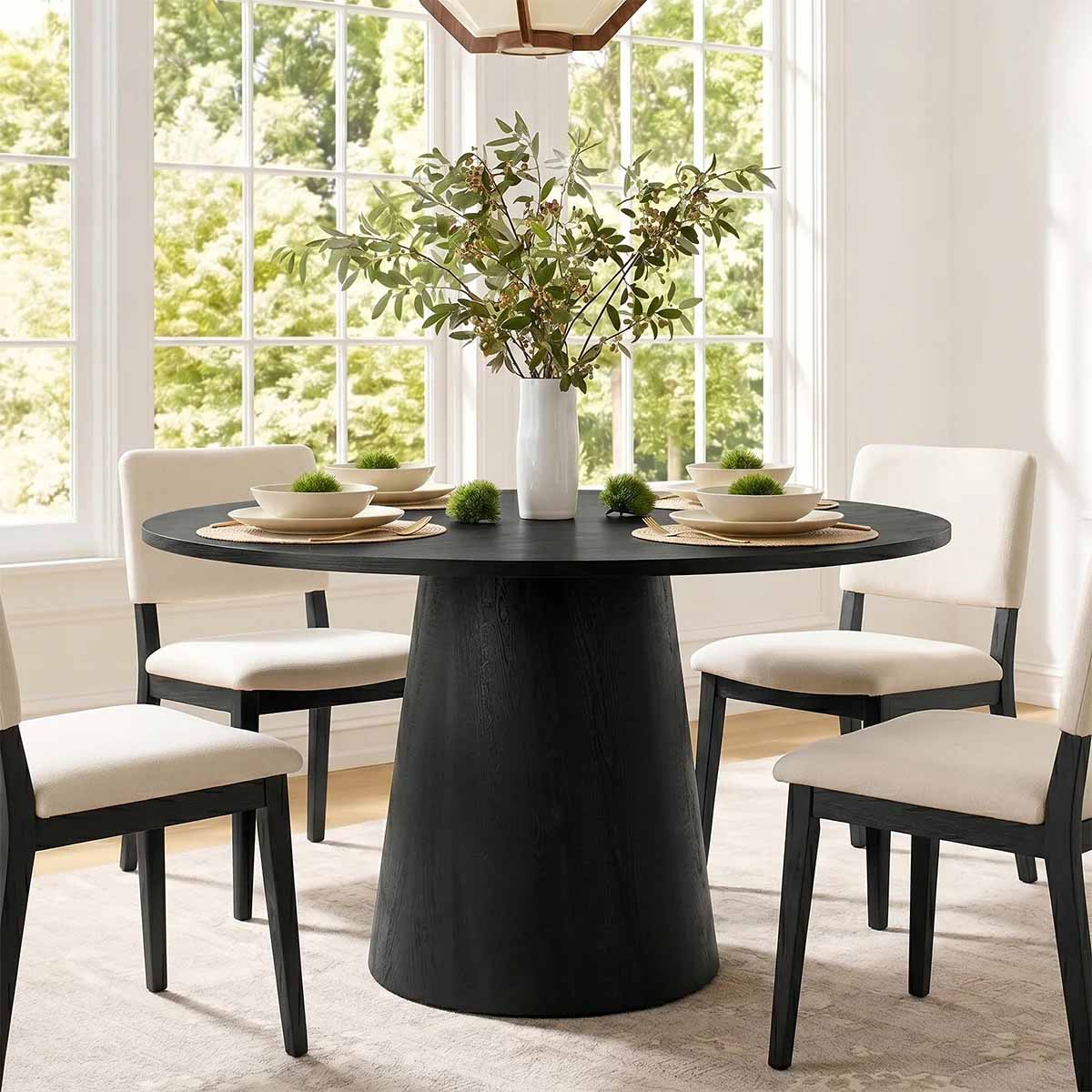 George Oliver 46 Round Pedestal Dining Table Black round pedestal dining tables best