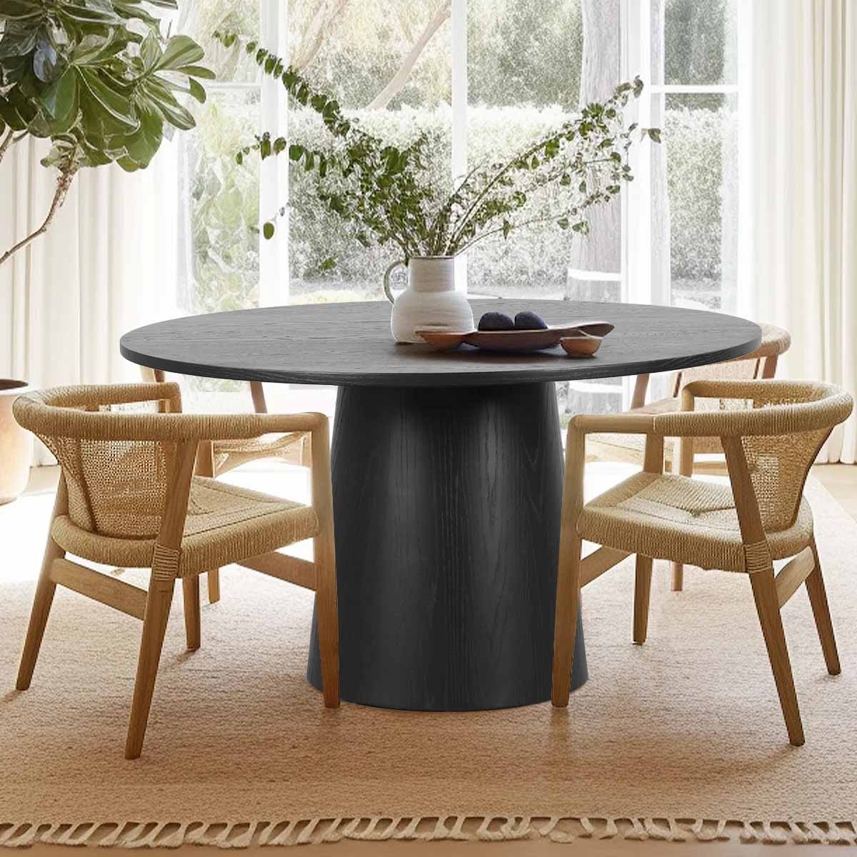 Ophelia and Co Hikeem 52 Solid Oak Round Pedestal Dining Table Black best round pedestal dining tables best