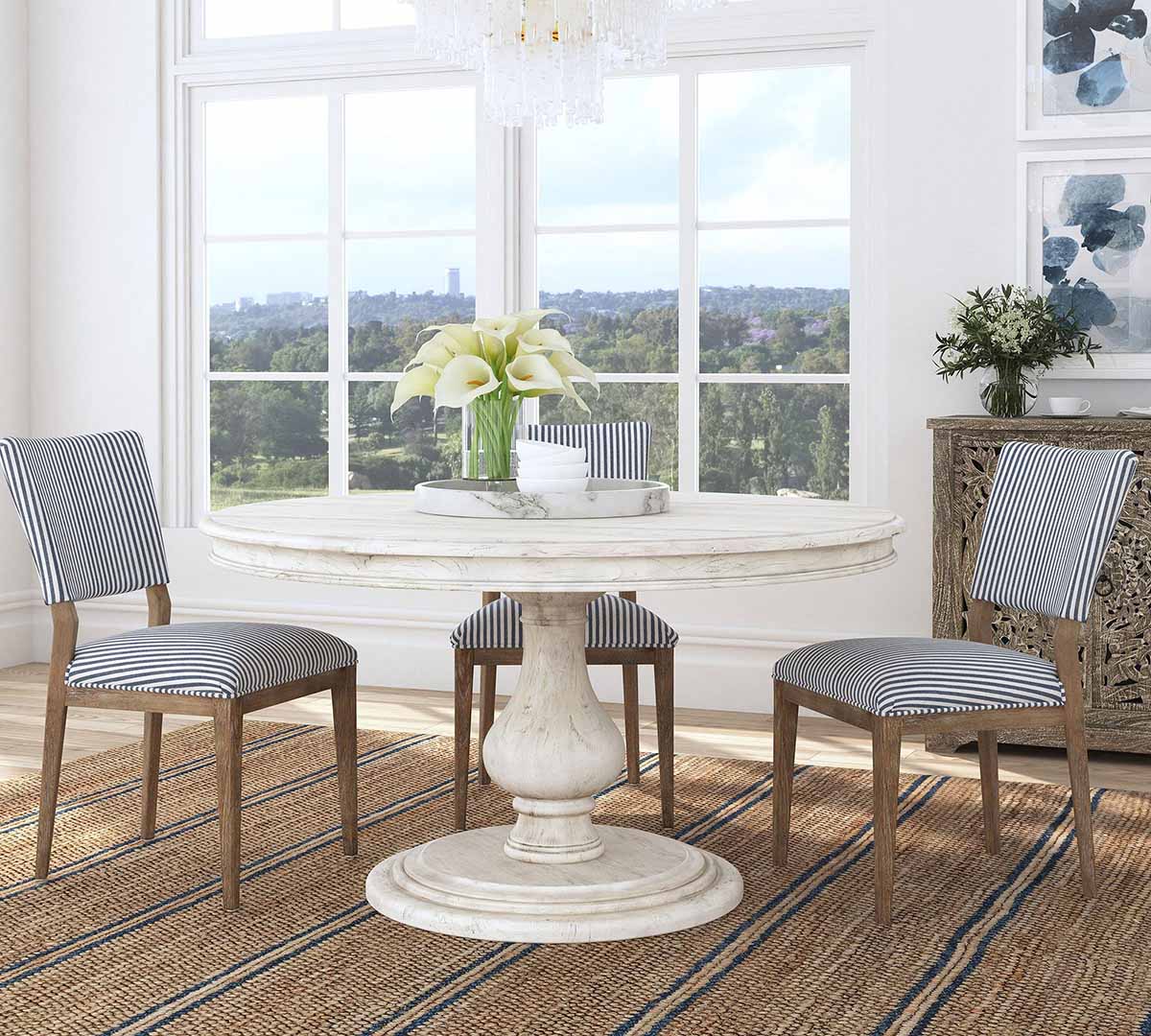 Pottery Barn Avenida Round Pedestal Dining Table (54") White finish best round pedestal dining tables
