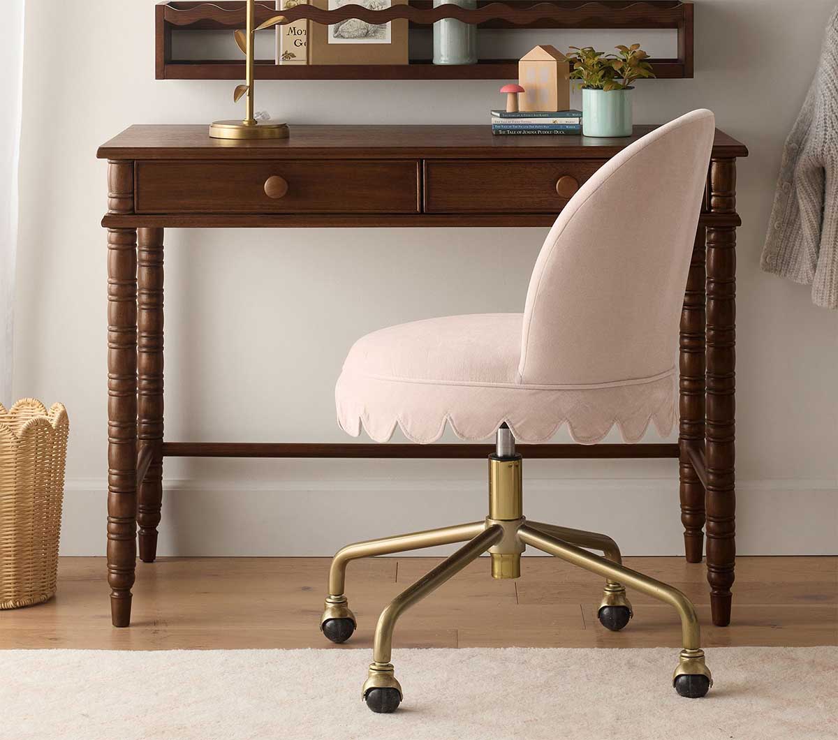 Pottery Barn Kids Elsie Writing Desk Collection (40w x 21d) Heritage Walnut best spindle desks