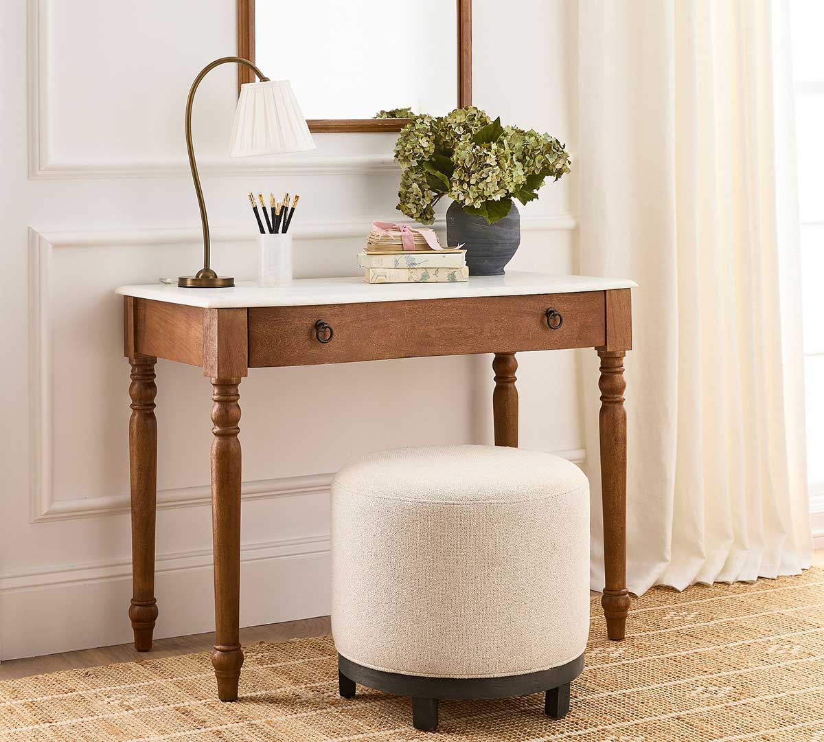 Pottery Barn Scarlett Marble Writing Desk (39) Brogan Brown best spindle desks