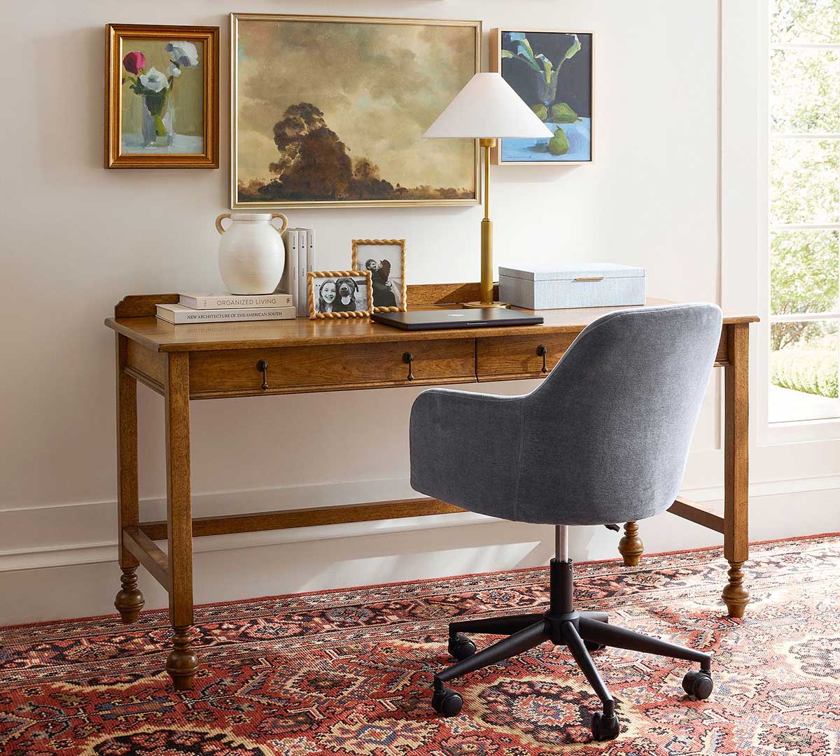 Pottery Barn Summerville Writing Desk (60) Tuscan Brown spindle desks best