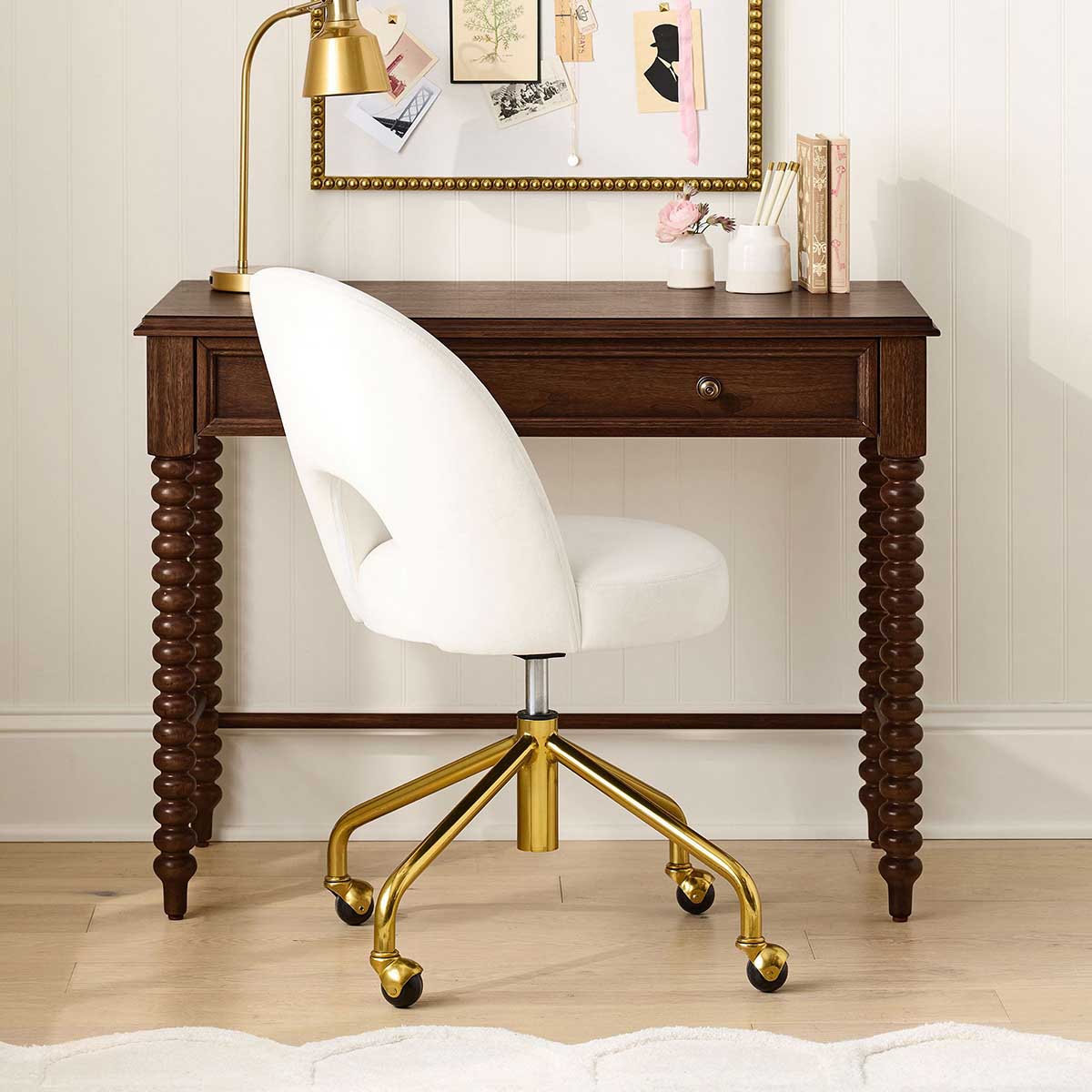 Pottery Barn Teen Chris Loves Julia Turned Wood Desk (40x21) Heritage Walnut spindle desks best