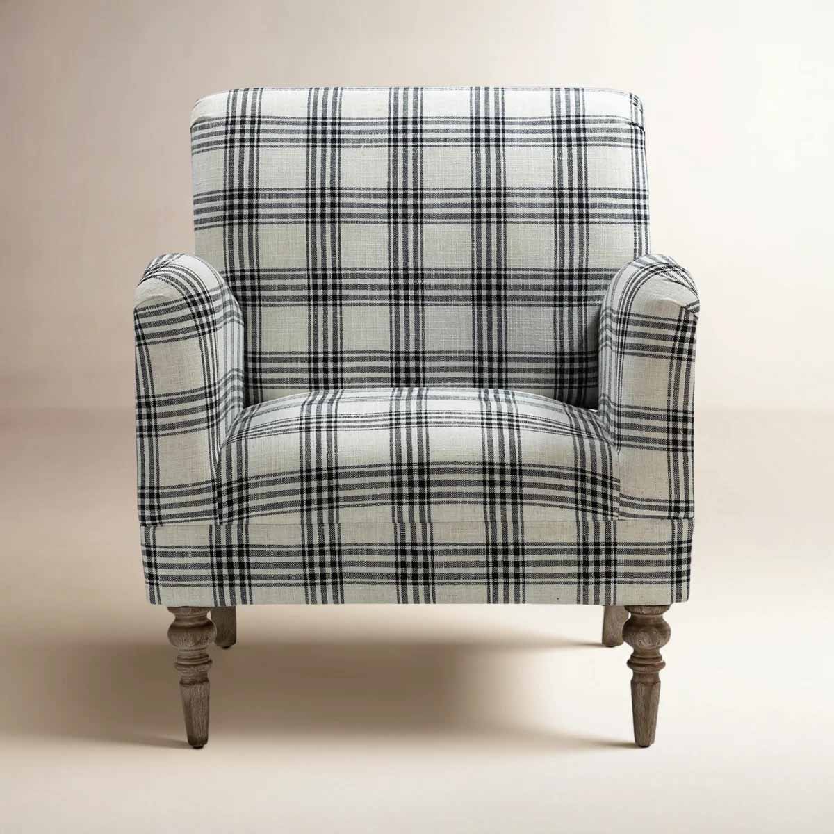 Sand and Stable Arching Upholstered Armchair Black Plaid armchairs best