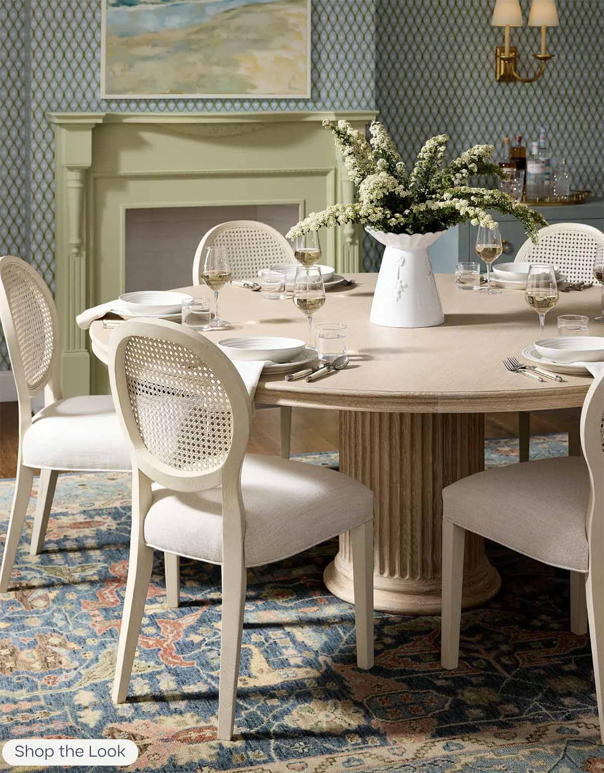 Serena and Lily Collins Round Dining Table White Washed FInish round pedestal dining tables best