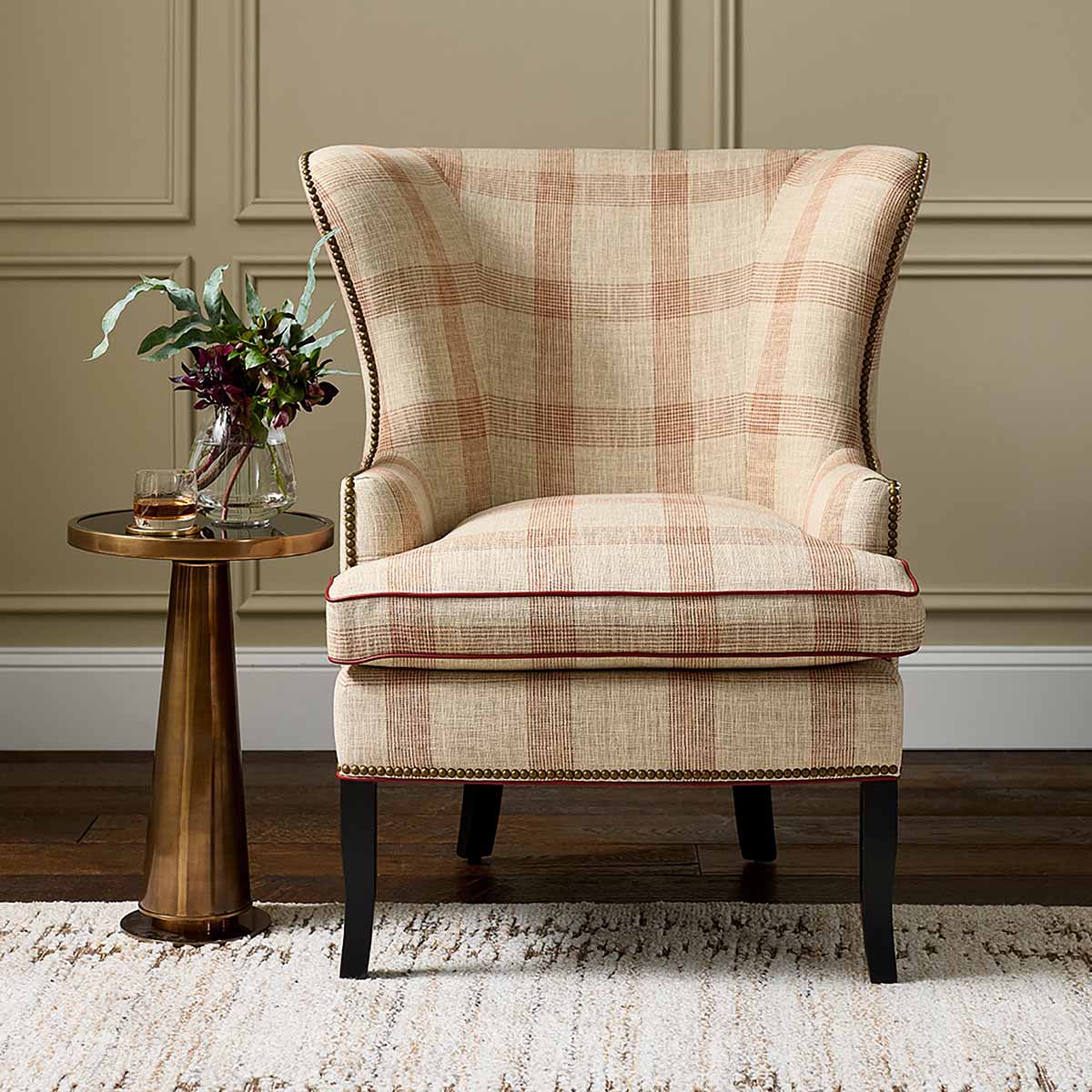 Williams Sonoma Home Chelsea Wing Chair best plaid armchairs living room furniture