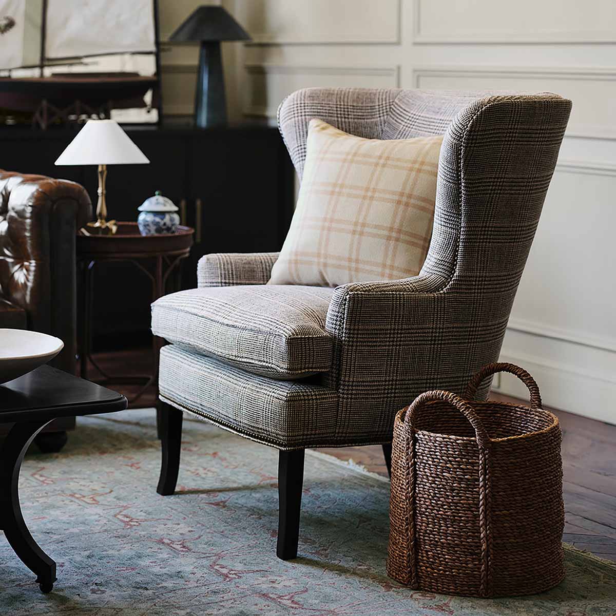 Williams Sonoma Home Chelsea Wing Chair best plaid armchairs