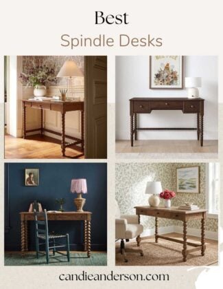 Lifestyle expert, journalist, and interior design blogger Candie Anderson of candieanderson.com shares the best and most beautiful spindle desks for your home office, bedroom or living room.