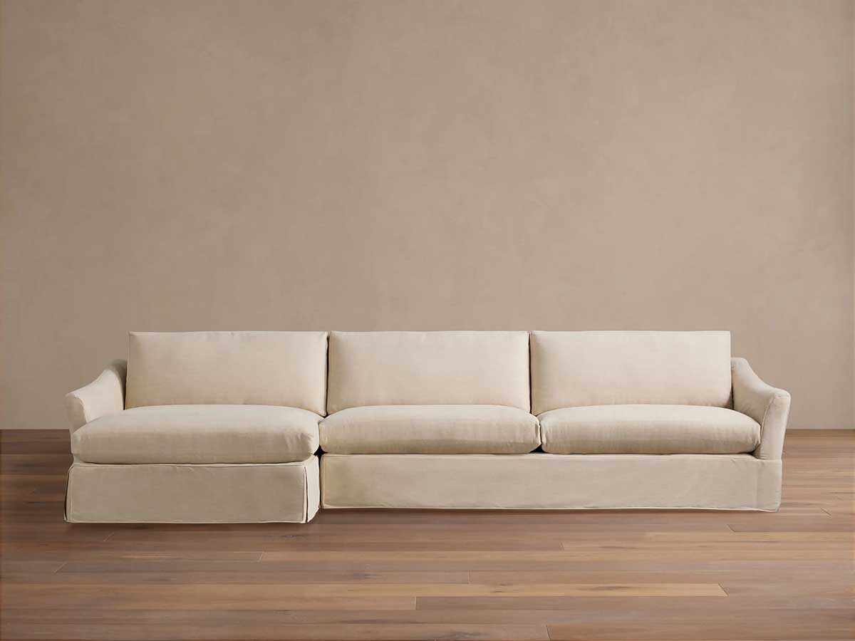 Arhaus Helena Slipcovered Two Piece Chaise Sectional Serna Natural slipcovered sectionals with chaise best