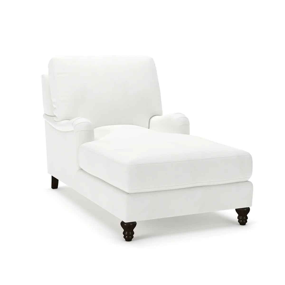 Birch Lane Walters Upholstered Chaise Lounge with Recessed Arms Classic Bleach White Twill Fabric best chaise lounges