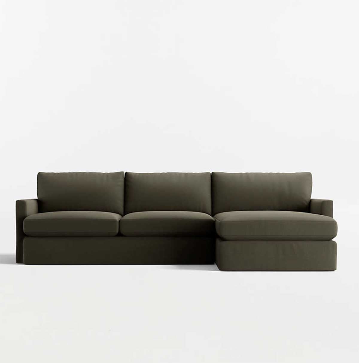 Crate and Barrel Lounge 2-Piece Slipcovered Sectional Sofa with Chaise Lounge slipcovered sectionals with chaise