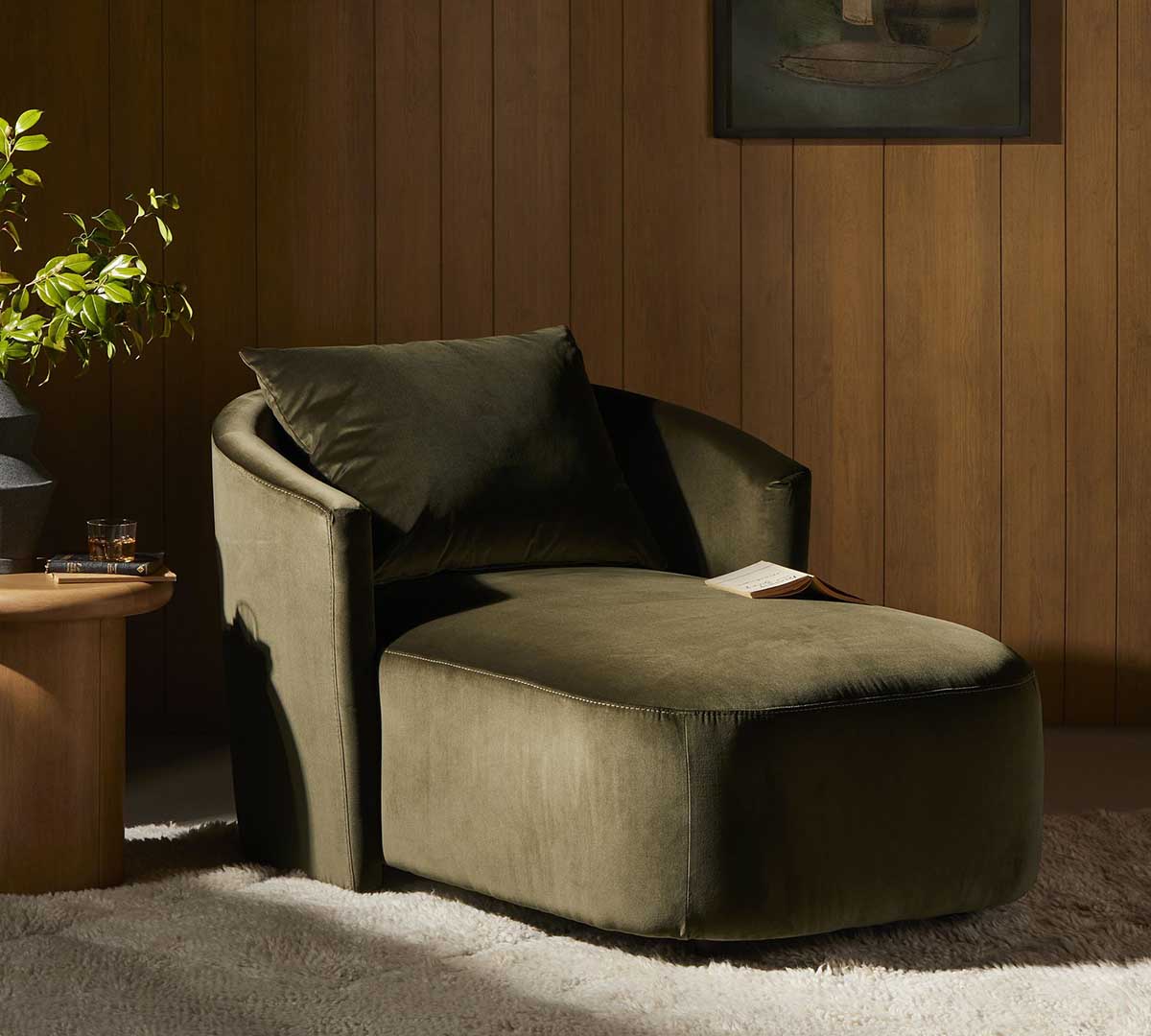 Pottery Barn Del Mar Chaise Lounge Surrey Olive green best chaise lounges