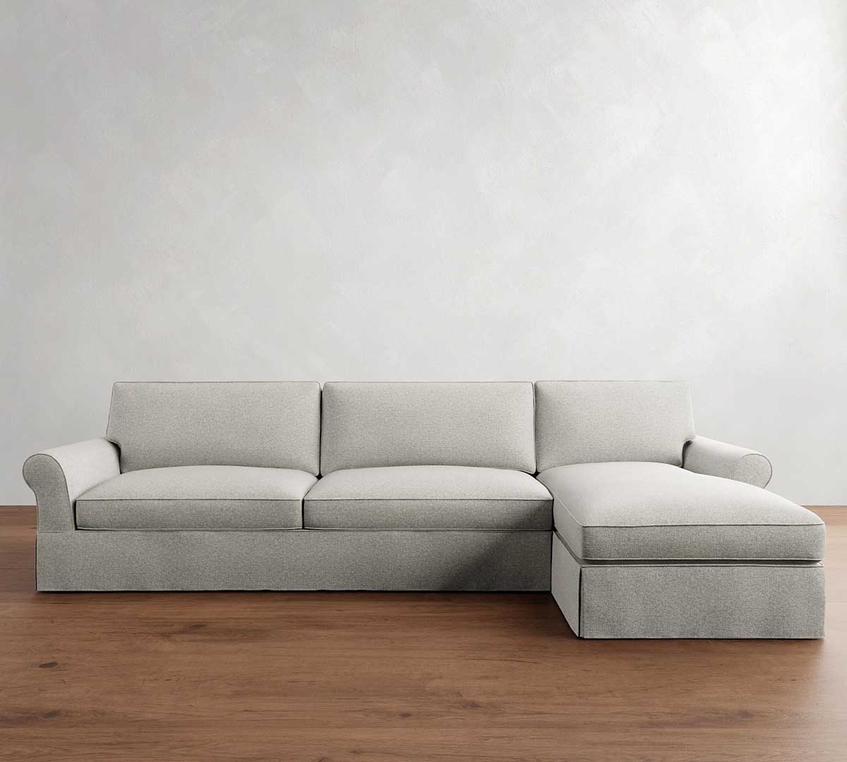 Pottery Barn PB Comfort Roll Arm Slipcovered Chaise Sectional (106"–132") slipcovered sectionals with chaise best