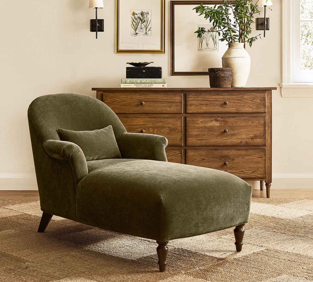 Pottery Barn Penelope Chaise best chaise lounges chairs