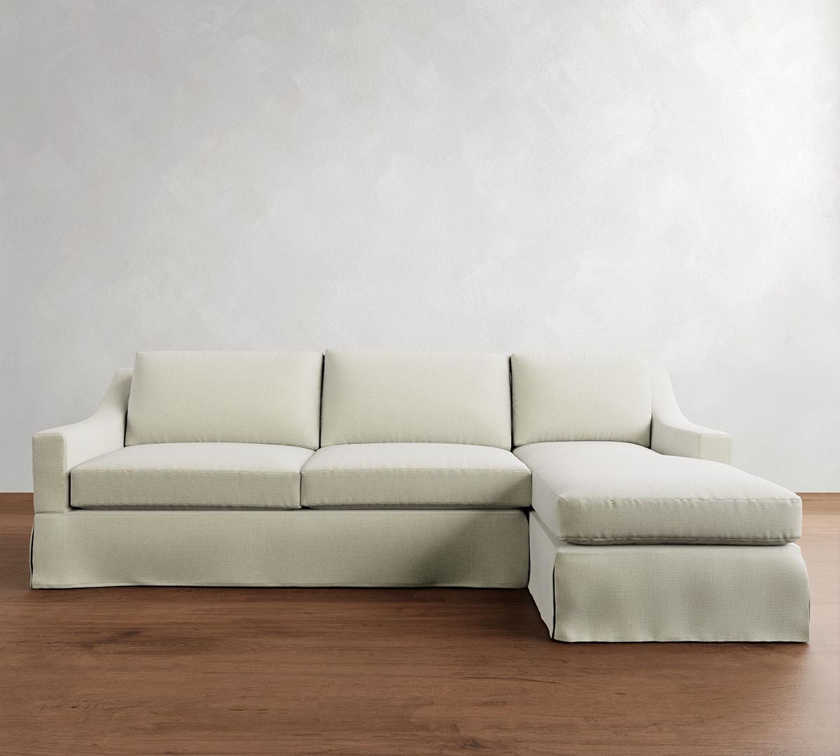 Pottery Barn York Slope Arm Slipcovered Chaise Sectional (84"–114") slipcovered sectionals with chaise best