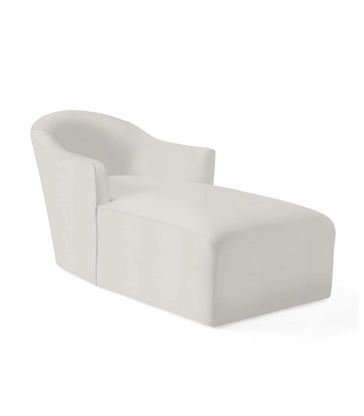 Serena and Lily Provence Petite Chaise Performance Suede Parchment best upholstered chaise lounges 