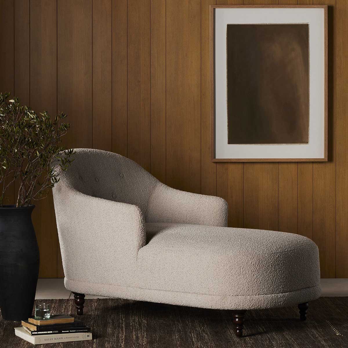 West Elm Beebee Tufted Chaise Lounge Sand-Aged Sienna best upholstered chaise lounges