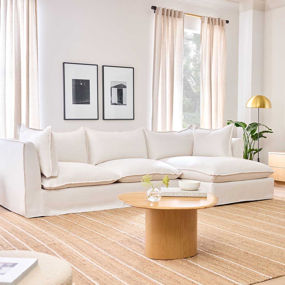West Elm Bleecker Down-Filled Slipcover 2-Piece Chaise Sectional (120.5) slipcovered sectionals with chaise best