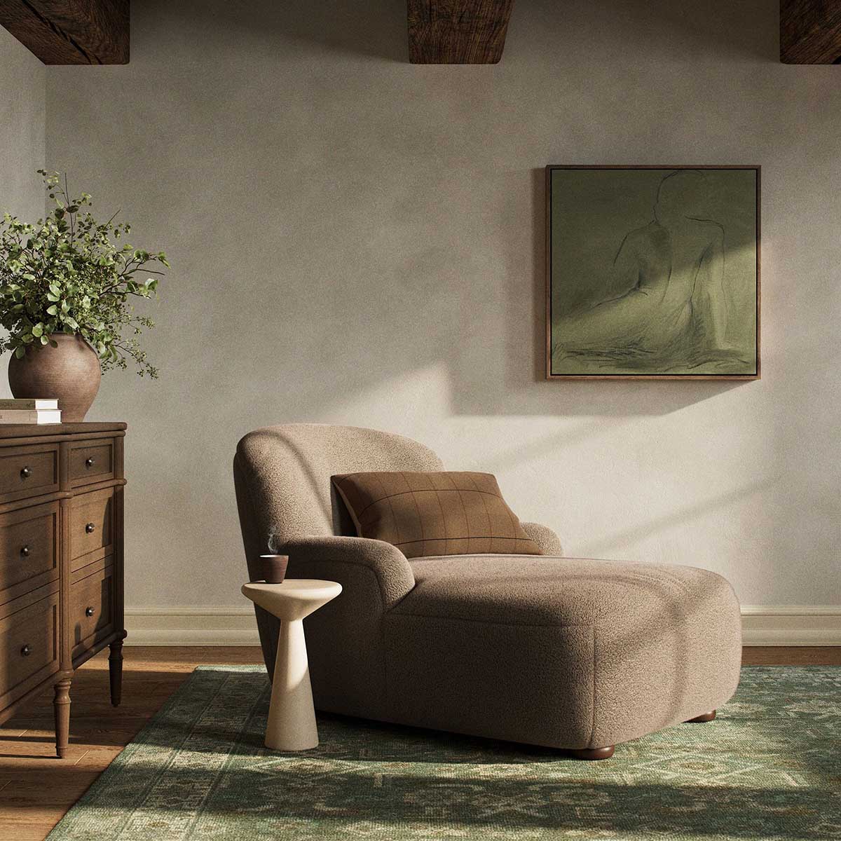 West Elm Elizabethtown Chaise Lounge Camel upholstered chaise lounges